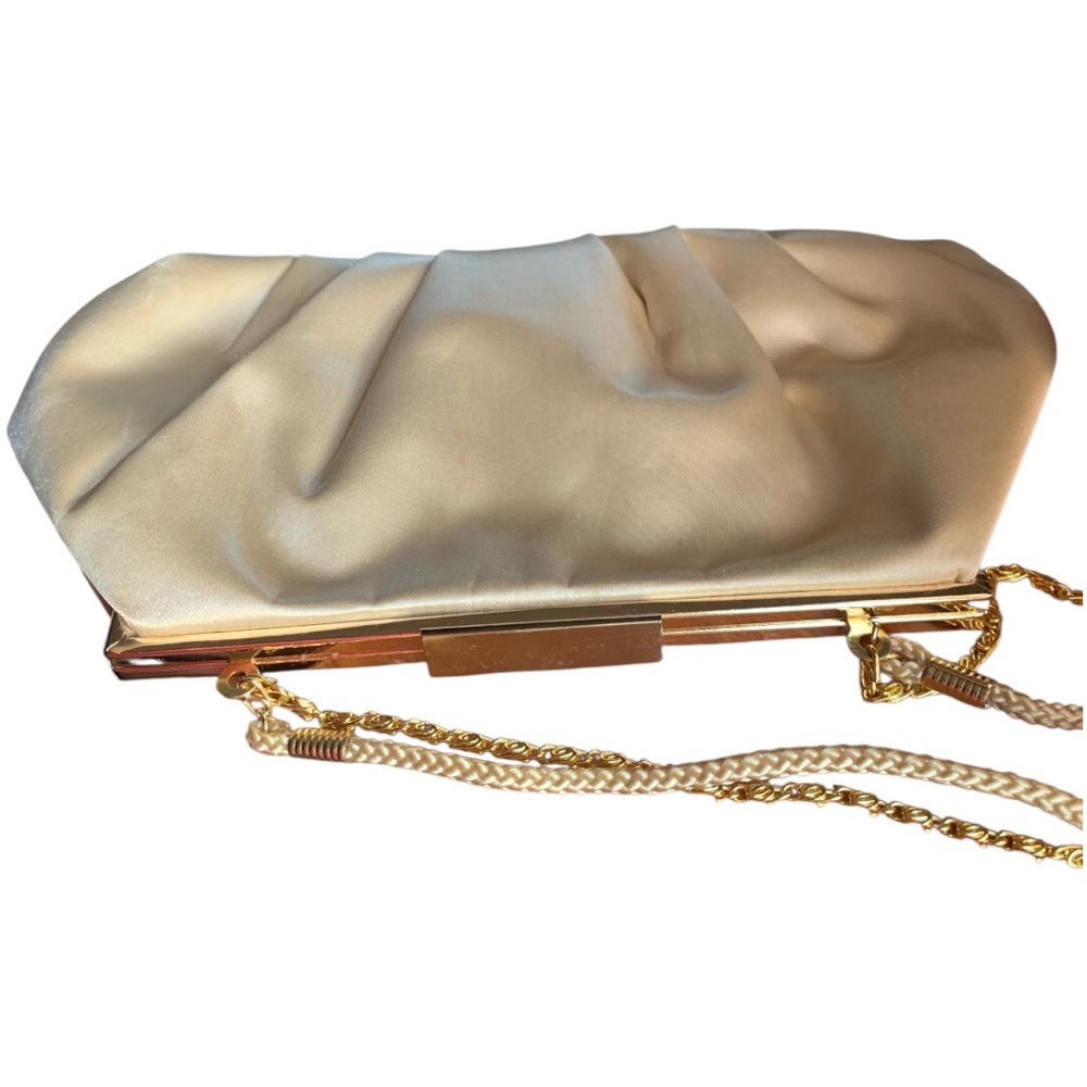 Lulu Townsend Satin Cream Clutch with Gold Chain - Picture 5 of 16